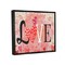 Stupell Industries Romantic Love Patterned Hearts Bird Black Framed Floater Canvas Wall Art